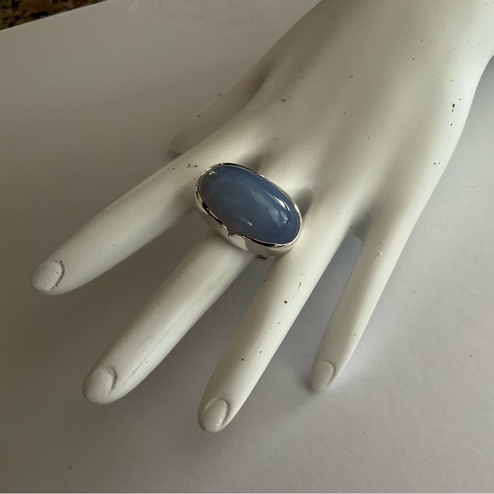 Authentic Jola Sterling Silver and Blue Chalcedony Ring